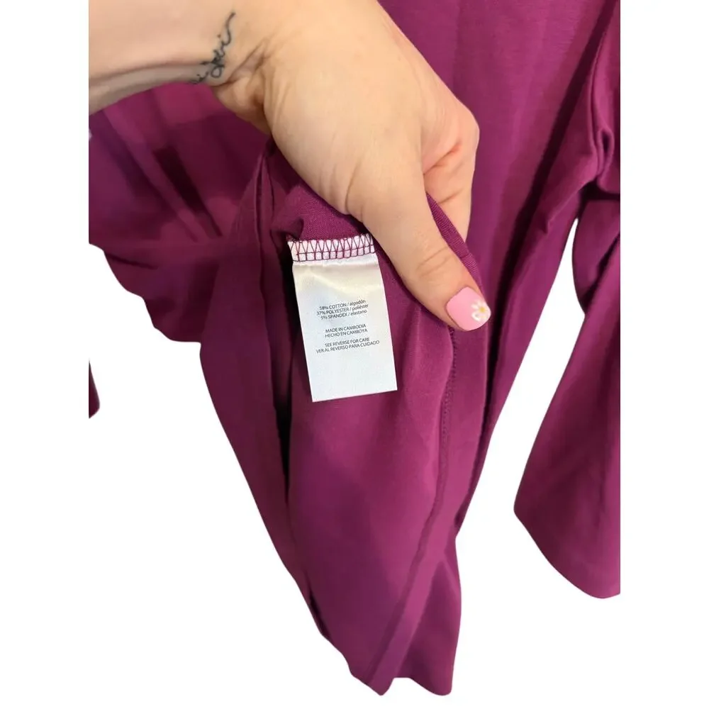 Eddie Bauer Magenta 3/4 Length Sleeve Casual Solid Top Women’s Medium NWT